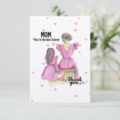 Remerciements Fête de la mère fille mère rose belle carte postal (Debout devant)