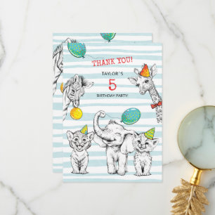 Remerciements Fête du 5e anniversaire de la Carte de remerciemen