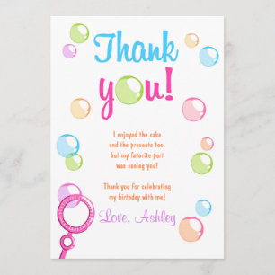 Remerciements Fille de fête d'anniversaire de carte de