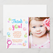 Remerciements Fille de fête d'anniversaire de carte de (Devant / Derrière)