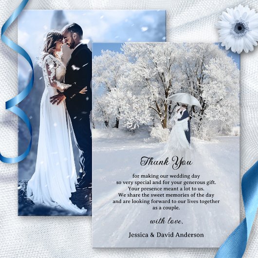 Remerciements Fine Art Winter Wonderland Mariage Carte de remerc