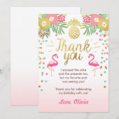 Remerciements Flamant rose tropical de Luau de carte de (Devant / Derrière)