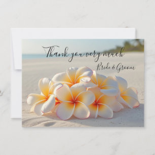 Remerciements Fleur de Plumeria sur carte de remerciement en sab