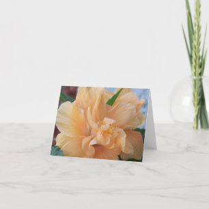 Remerciements Fleur d'hibiscus orange sur une carte de remerciem