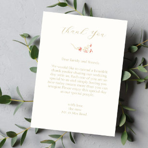Remerciements Fleur sauvage chic Mariage plat Carte de remerciem