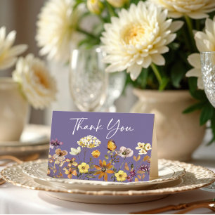 Remerciements Fleur sauvage Lavender Boho Mariage Carte de remer