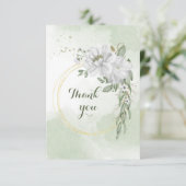 Remerciements fleurs blanches verdure or couronne carte de remer (Debout devant)