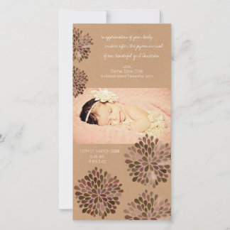Remerciements Fleurs d'aquarelle rustique Baby Girl Carte de rem