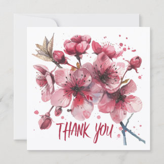 Remerciements Fleurs de cerisier. Aquarelles. Carte de remerciem