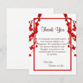 Remerciements fleurs de cerisier PLATES de rouge du carte de (Devant / Derrière)