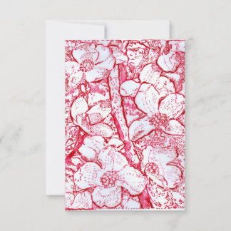 Remerciements Fleurs en rouge carte de voeux