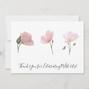 Remerciements Fleurs roses Aquarelle Floral Art Carte de remerci
