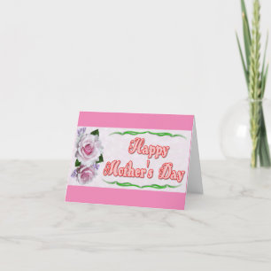 Remerciements Fleurs roses Bonne Carte de Fête des Mères