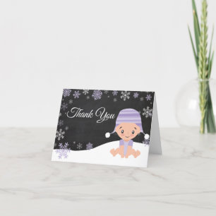 Remerciements Flocon de neige d'hiver Bébé violet Carte de remer