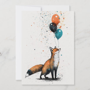 Remerciements Fox avec Balloon et Casquette de fête Carte de voe