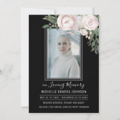 Remerciements Funérailles Floral noir photo carte de prière (Devant)