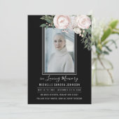 Remerciements Funérailles Floral noir photo carte de prière (Debout devant)