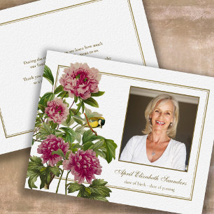 Remerciements Funérailles Floral Rose Photo Sympathy Carte de re