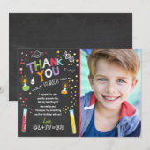 Remerciements Garçon d'anniversaire d'expérience de carte de (Devant / Derrière)