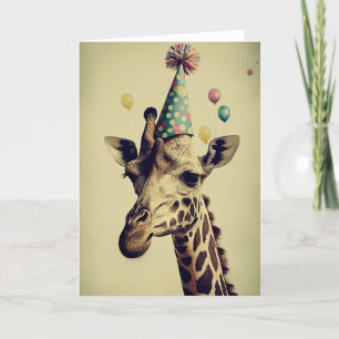 Remerciements Giraffe avec Casquette de fête Carte de voeux plié