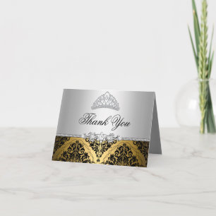 Remerciements Gold et Black Princess Tiara Carte de remerciement