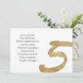 Remerciements Gold Table 5 Numéro de tableau Carte de siège Mari (Debout devant)