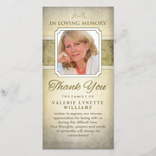 Remerciements Golden Notes Musical Memorial Carte de remerciemen
