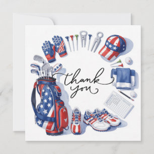 Remerciements GOLF 4 juillet Carte de fête de golfeur pour la