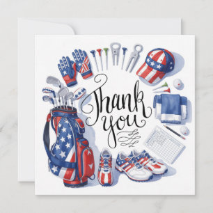 Remerciements GOLF  4 juillet   Carte de fête de golfeur pour la