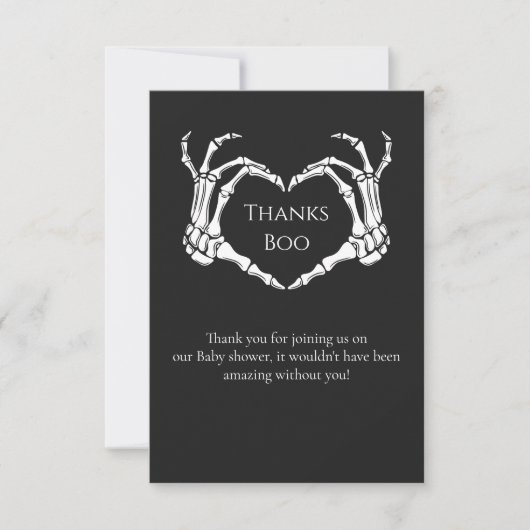 Remerciements Goth Minimal Squelette Baby shower Carte de remerc (Devant)