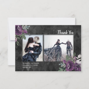 Remerciements Gothique Floral 2 Photo Black Mariage Carte de rem