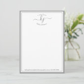 Remerciements Gris Clair Monogrammé Du Bureau De La Carte Note (Debout devant)