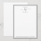 Remerciements Gris Clair Monogrammé Du Bureau De La Carte Note (Devant / Derrière)