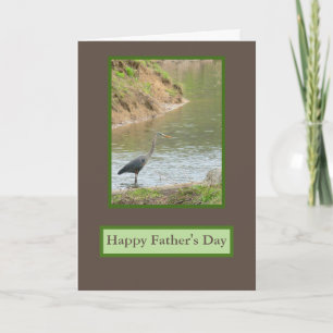 REMERCIEMENTS HERON À L'ÉTANG/HEUREUSE CARTE DE FÊTE DES PÈRES