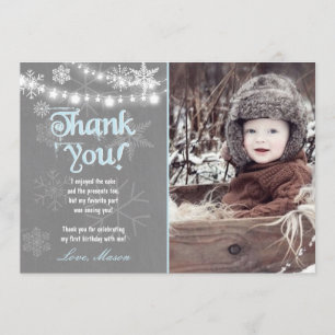 Remerciements Hiver ONE derland Anniversaire Carte de remercieme
