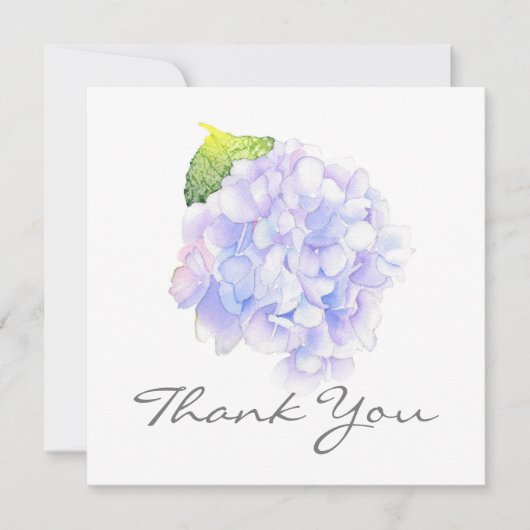 Remerciements Hydrangea Aquarelle Vignette Carte de remerciement (Devant)