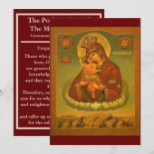 Remerciements Icône Pochaev de la carte de prière de la Mère de  (Devant / Derrière)