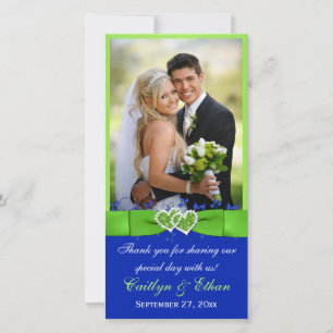 Remerciements IMPRIMÉ EN Bleu DE RIBBON, Carte photo Mariage ver