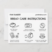 Remerciements Instructions de la carte de soins BREAD pour la ca (Dos)