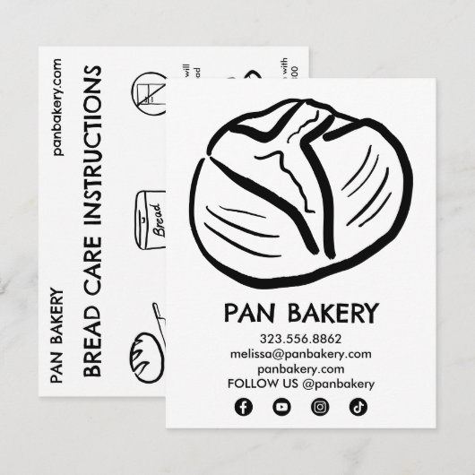 Remerciements Instructions de la carte de soins BREAD pour la ca (Devant / Derrière)