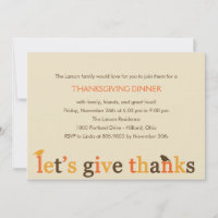 Remerciements Invitation Au Dîner De Thanksgiving