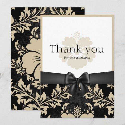 Remerciements invitation de mariage beige floral (Devant / Derrière)