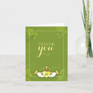 Remerciements Irish Claddagh Heart Green Mariage Carte de remerc