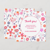 Remerciements Jardin de fleurs roses moderne Boho Carte de remer (Devant / Derrière)