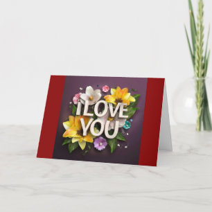 Remerciements Je t'aime Carte d'amour des fleurs de carte Valent