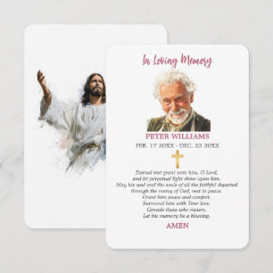 Remerciements Jésus à jamais dans nos cœurs Carte de deuil commé