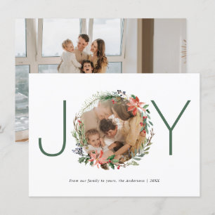Remerciements Joie Noël Wreath Joyeux Carte photo de vacances