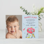 Remerciements Joli Robot | Carte Photo de Remerciement à Plat (Debout devant)