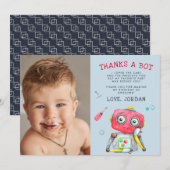 Remerciements Joli Robot | Carte Photo de Remerciement à Plat (Devant / Derrière)