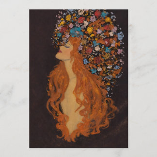 Remerciements Jolie carte de note avec une fille aux fleurs sur